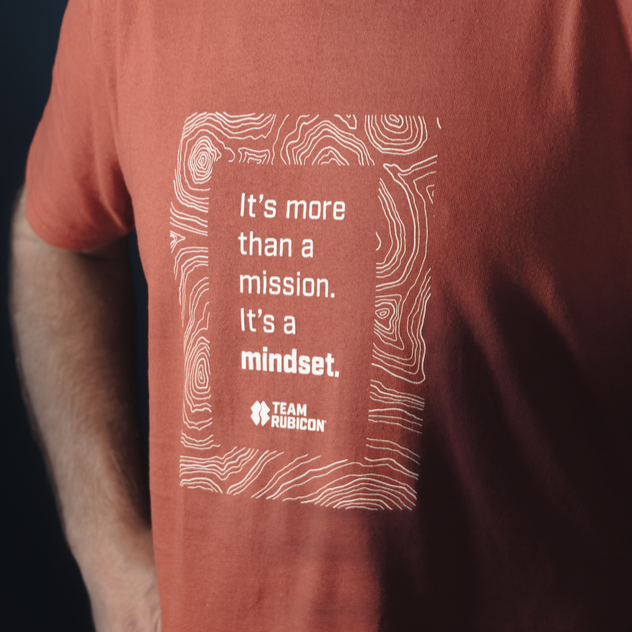 Red Team Rubicon t-shirt front view. It's more than a mission. It's a mindset.