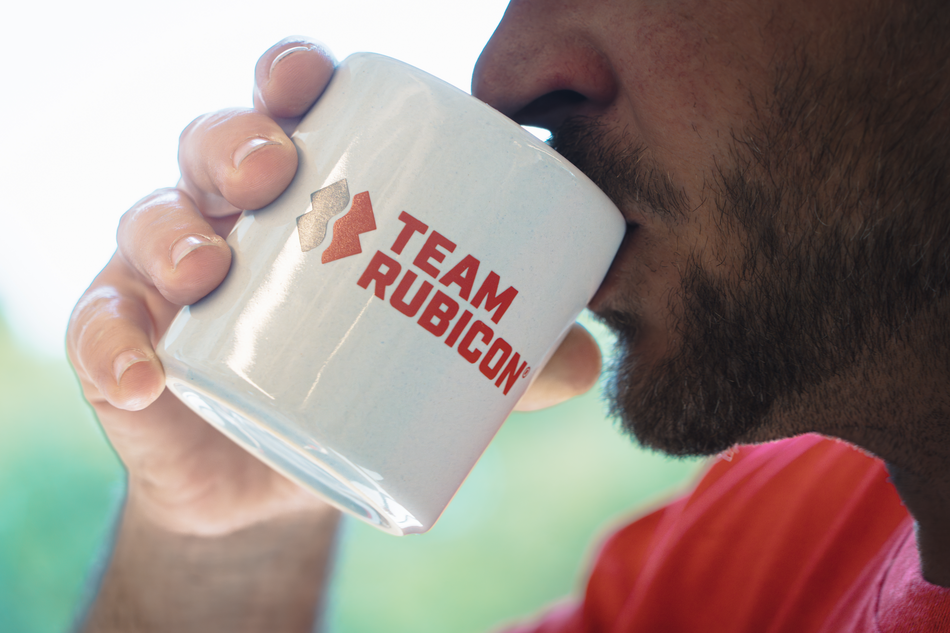 Handleless Team Rubicon mug shown as a mug.