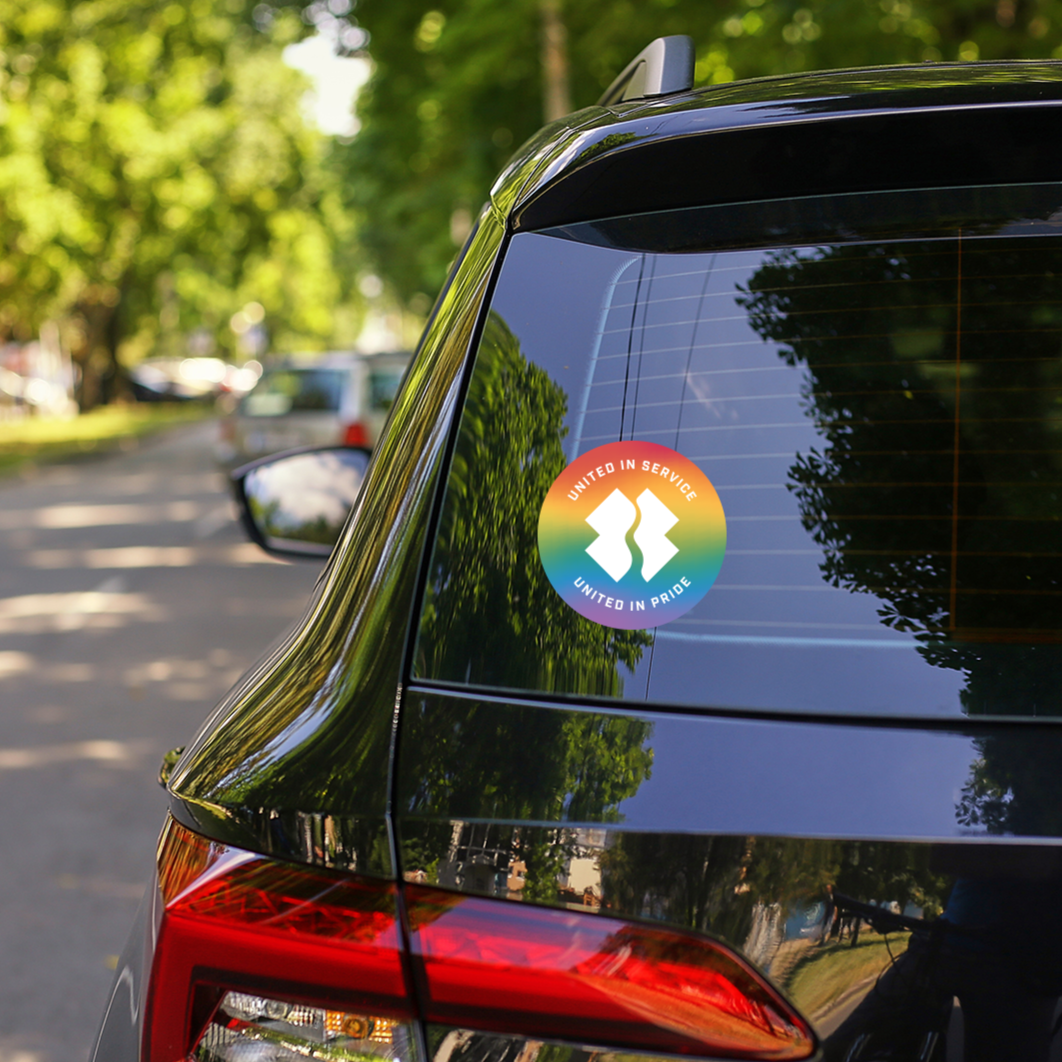 Team Rubicon Pride sticker on a vehicle